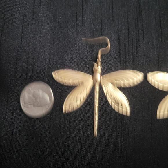 Gold tone dragonfly hook earrings - Picture 3 of 3